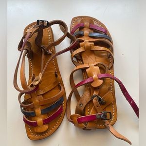 Brown Leather Sandals- multicoloured - New